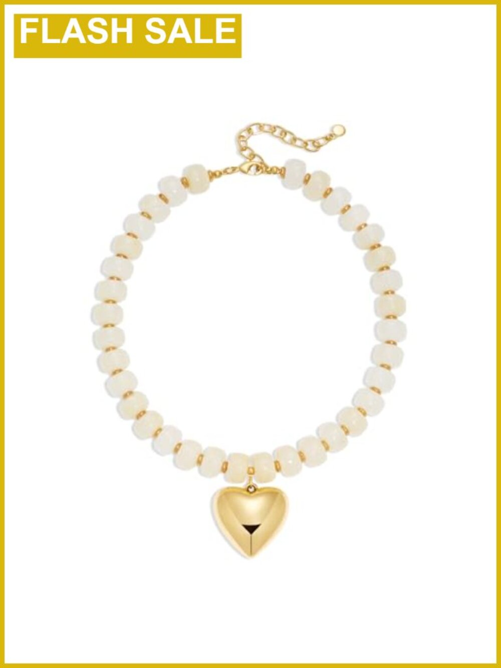 Chunky Heart Necklace Chunky Resin Beaded Choker Gold Puffy Heart Adjustable